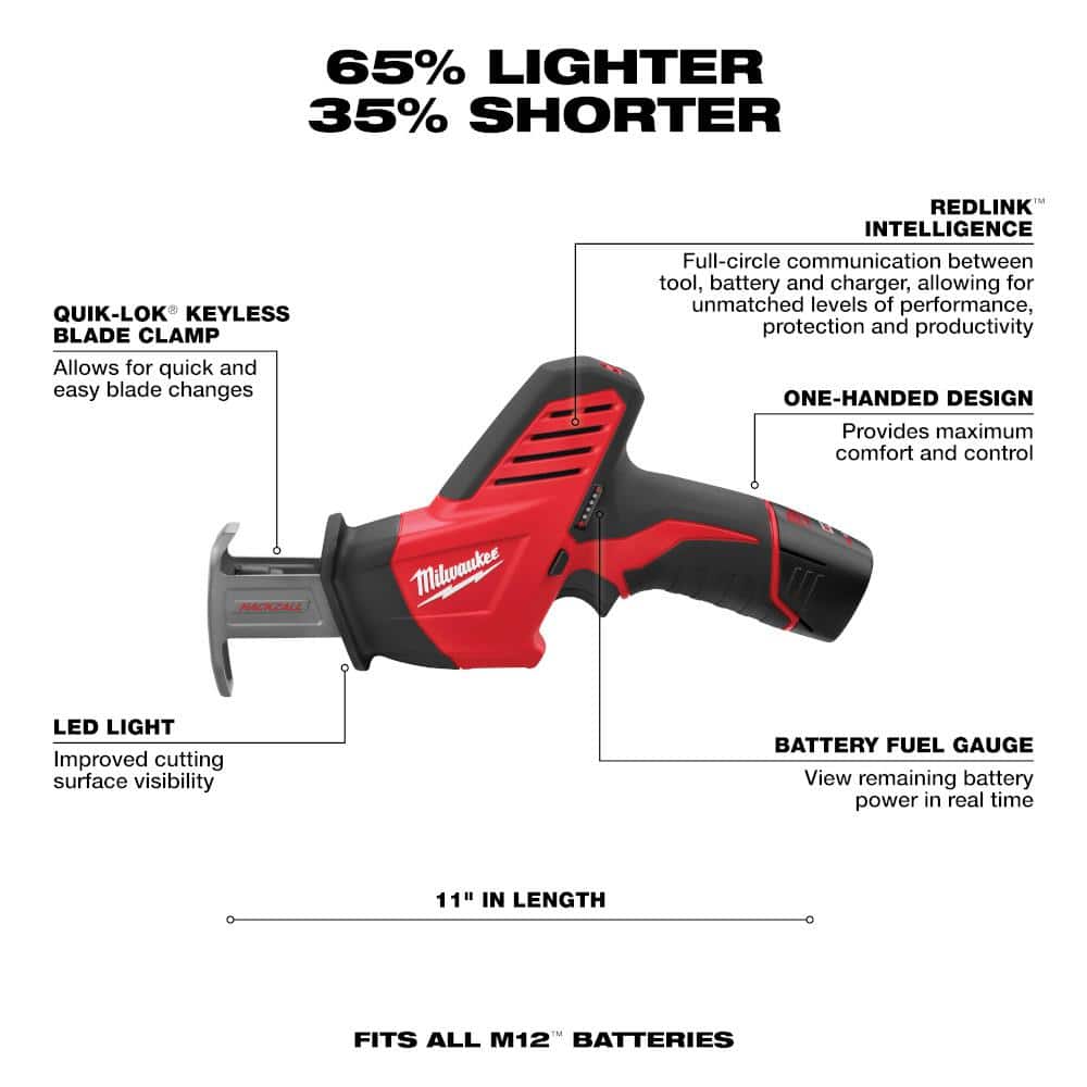 M12 12V Lithium-Ion HACKZALL Cordless Reciprocating Saw Kit with One 1.5Ah - View 3