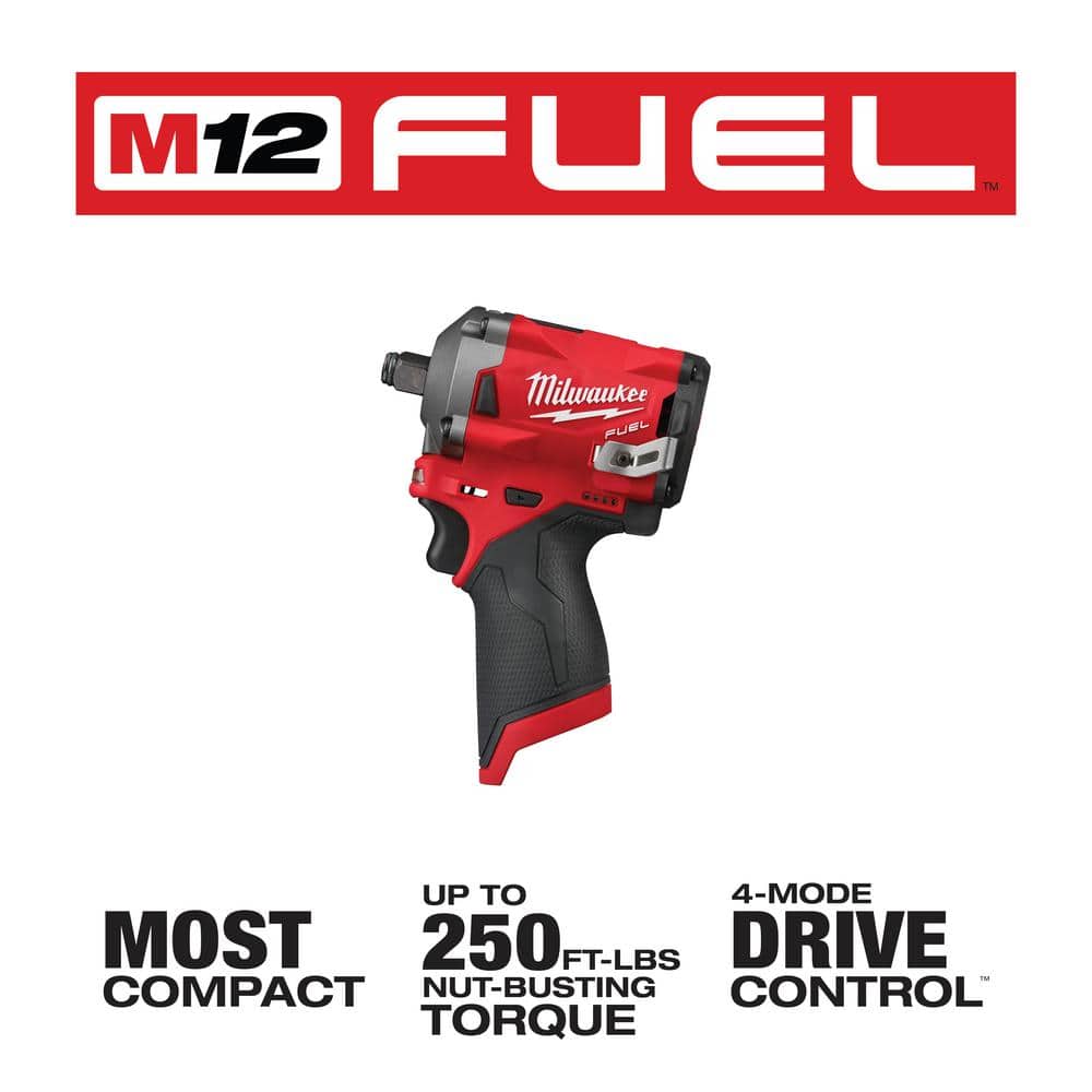 M12 FUEL 12V Lithium-Ion Brushless Cordless Stubby 1/2 in. Impact Wrench - View 2