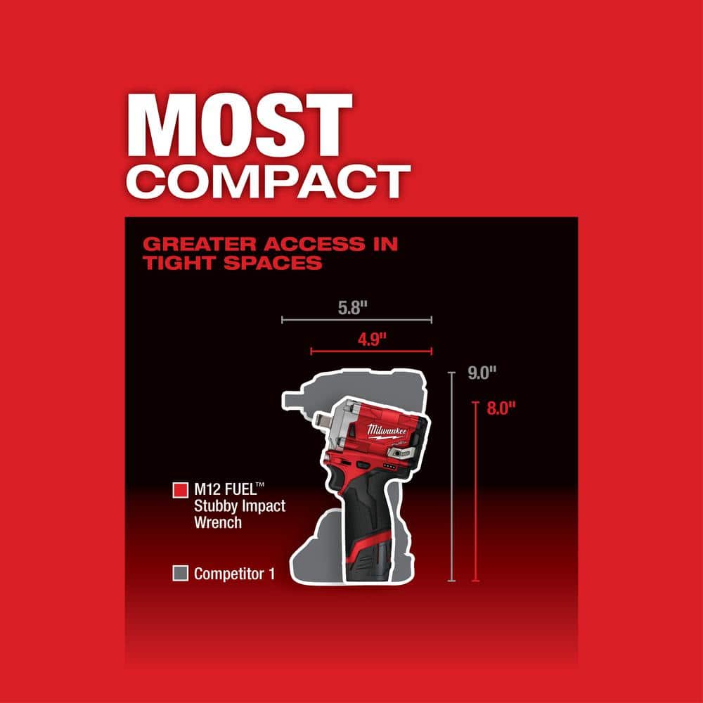 M12 FUEL 12V Lithium-Ion Brushless Cordless Stubby 1/2 in. Impact Wrench - View 4