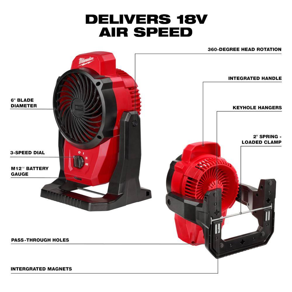 M12 12-Volt Lithium-Ion Cordless Jobsite Fan (Tool-Only) - View 4