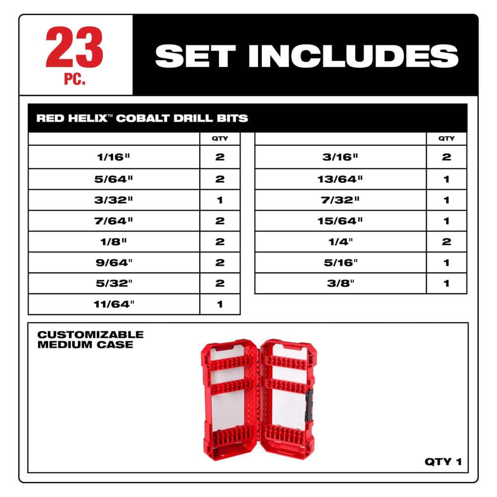 Cobalt Red Helix Twist Drill Bit Set for Drill Drivers (23-Piece) - View 3