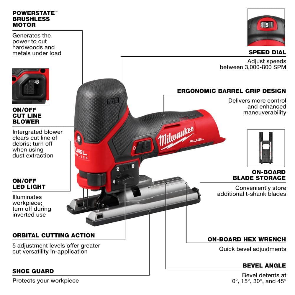 M12 12V Fuel Lithium-Ion Cordless Jig Saw (Tool-Only) - View 4