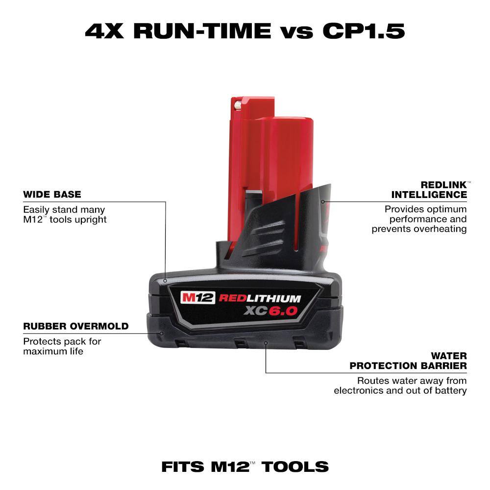 M12 12V Lithium-Ion XC Extended Capacity Battery Pack 6.0Ah (2-Pack) - View 2