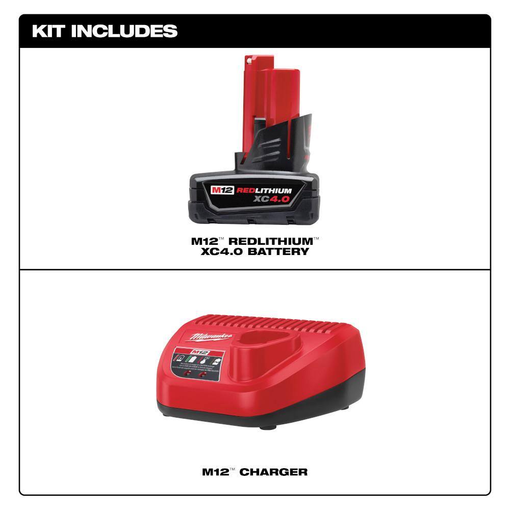 M12 12-Volt Lithium-Ion XC Battery Pack 4.0 Ah and Charger Starter Kit - View 2
