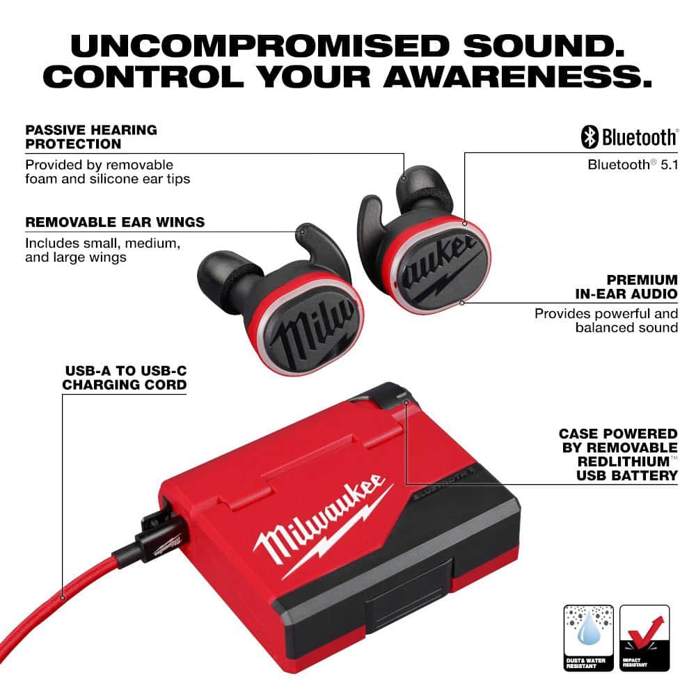 REDLITHIUM USB Bluetooth Jobsite Ear Buds - View 3