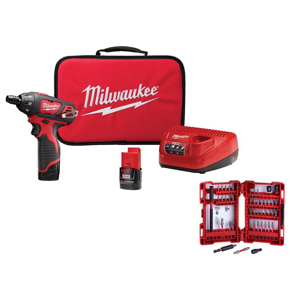 M12 12V Lithium-Ion Cordless 1/4 in. Hex Screwdriver Kit with SHOCKWAVEDriver
