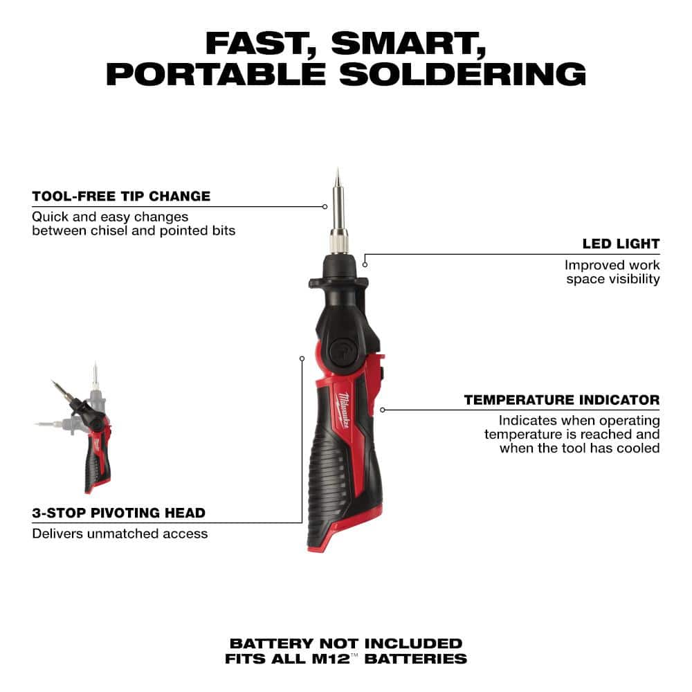M12 12-Volt Lithium-Ion Cordless Soldering Iron (Tool-Only) - View 3