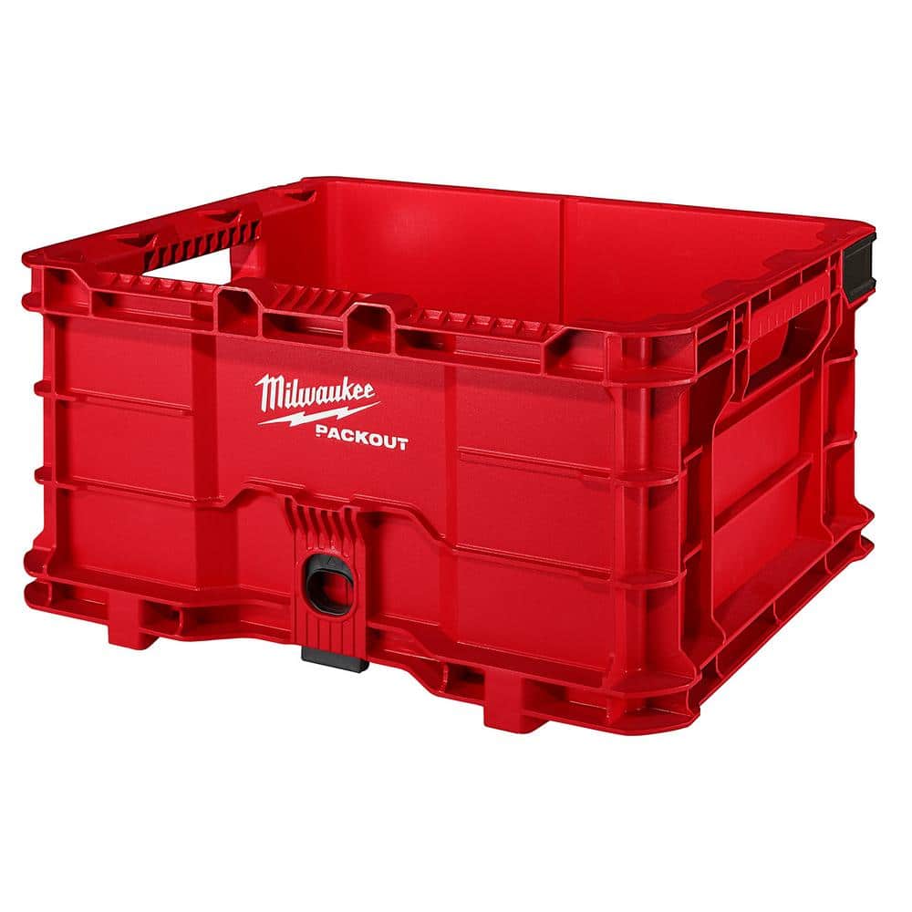 PACKOUT 18.6 in. Tool Storage Crate Bin with Carrying Handles and 50 lbs.
