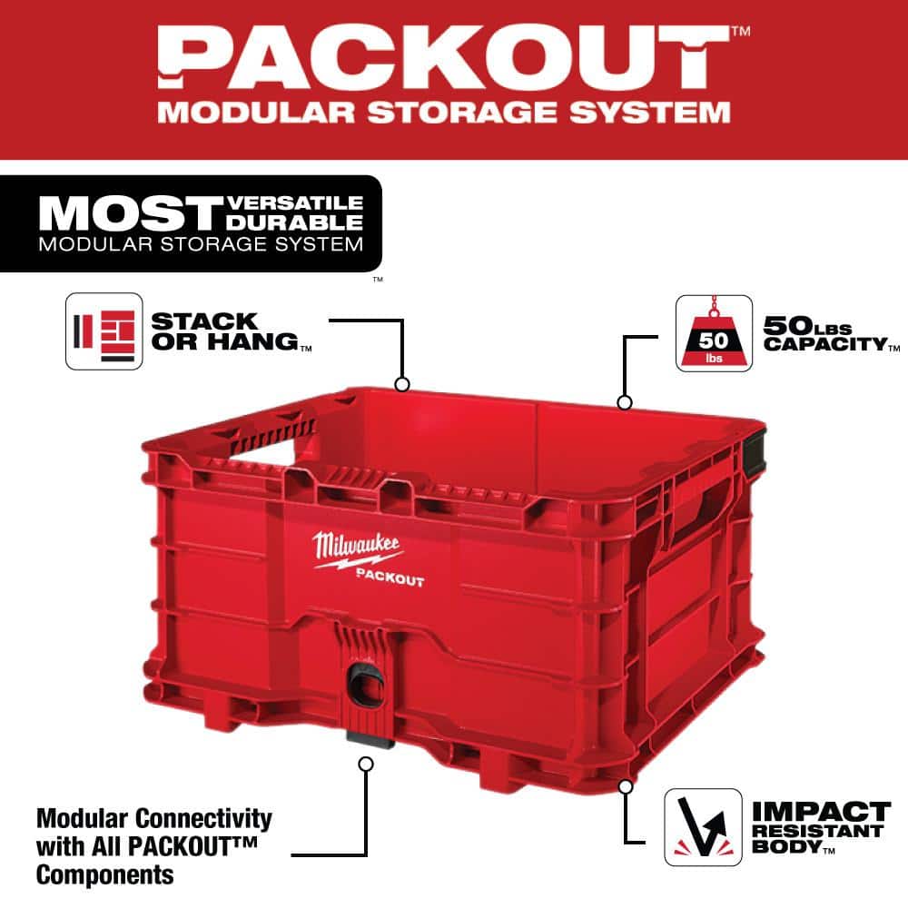 PACKOUT 18.6 in. Tool Storage Crate Bin with Carrying Handles and 50 lbs. - View 3
