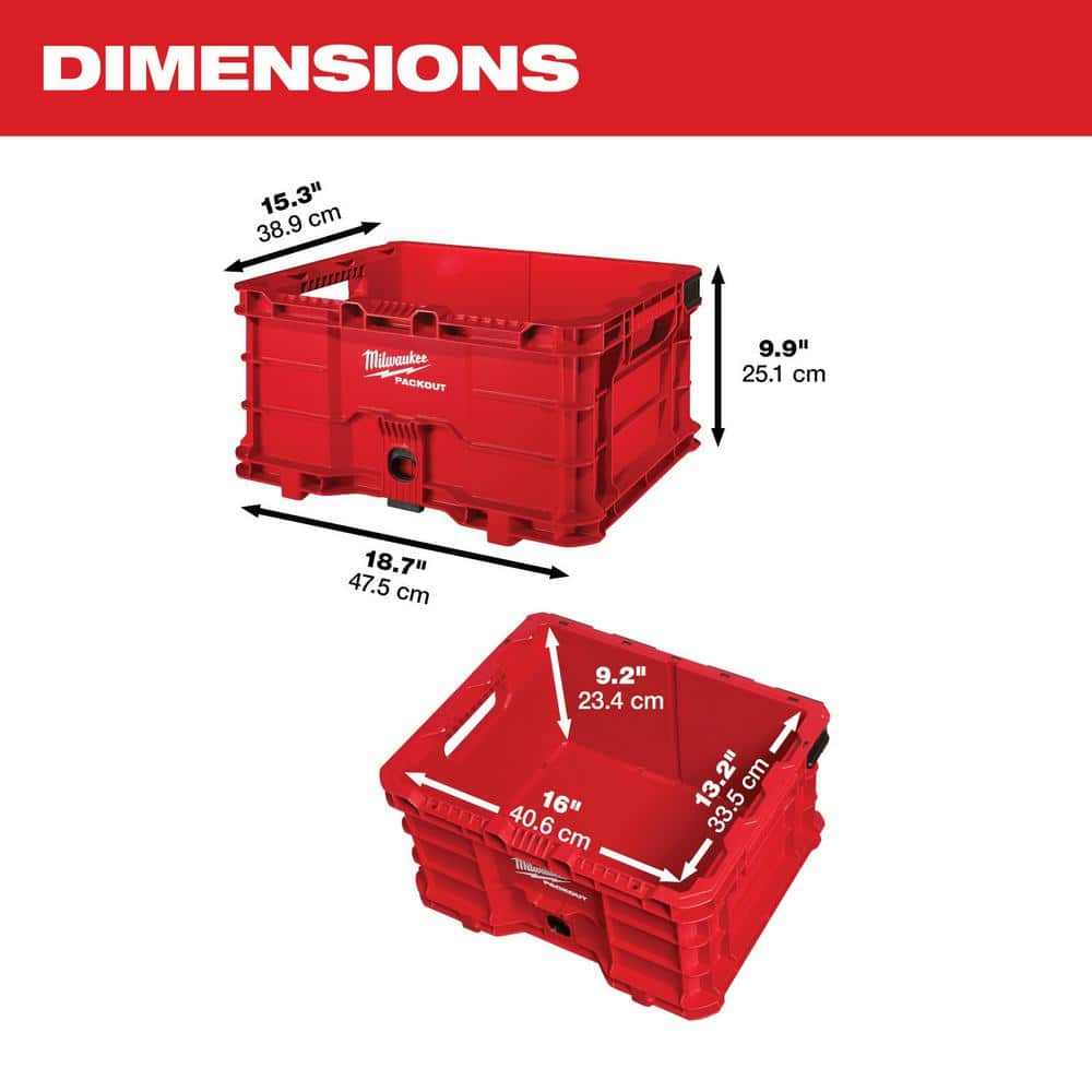 PACKOUT 18.6 in. Tool Storage Crate Bin with Carrying Handles and 50 lbs. - View 4