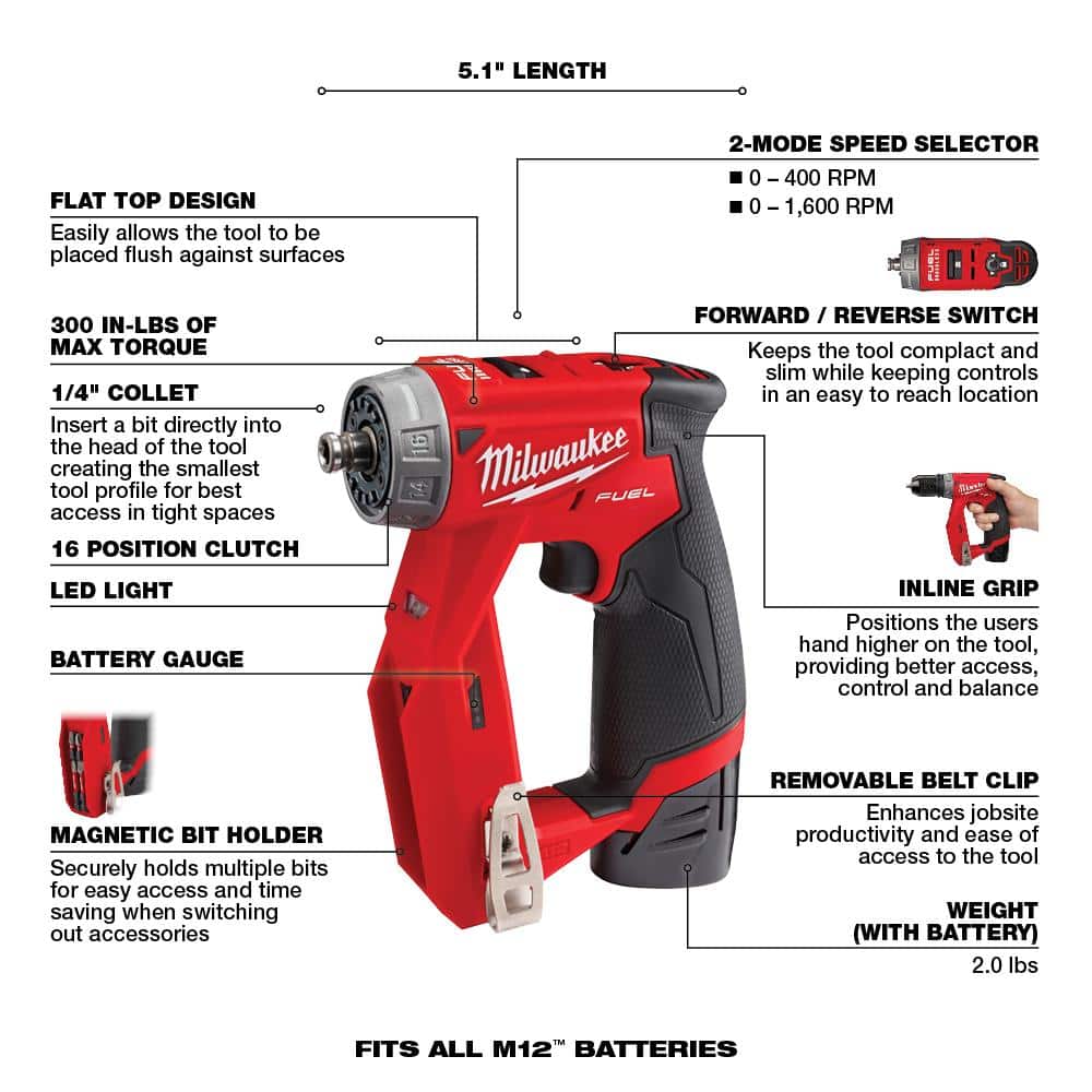 M12 FUEL 12V Lithium-Ion Brushless Cordless 4-in-1 Installation 3/8 in. Drill - View 4