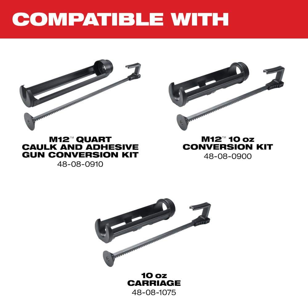 M12 12V Lithium-Ion Cordless 10 oz. Adhesive and Caulk Gun (Tool-Only) - View 2