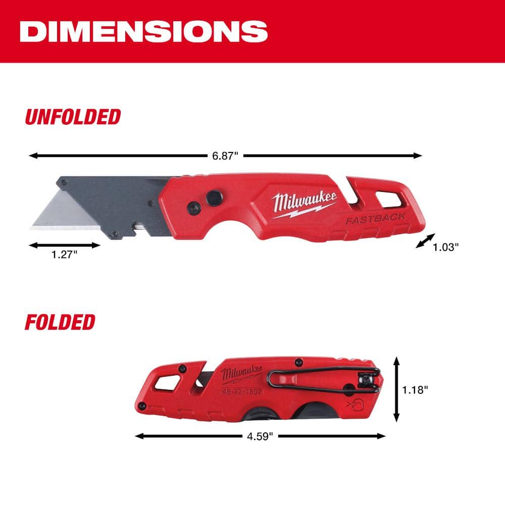 FASTBACK Folding Utility Knife with Blade Storage and General Purpose Blade - View 3