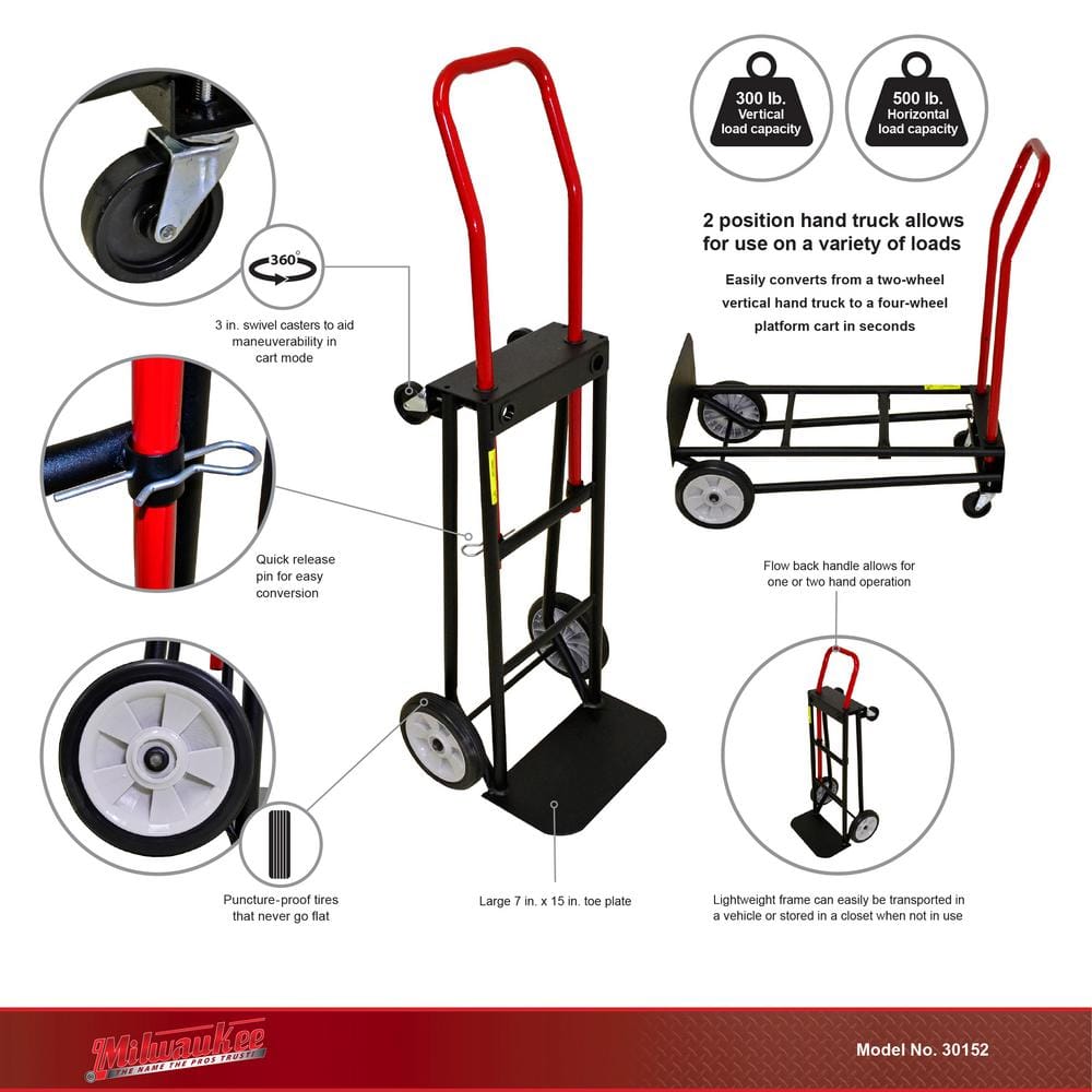 300/500 lb. Capacity Convertible Hand Truck - View 2