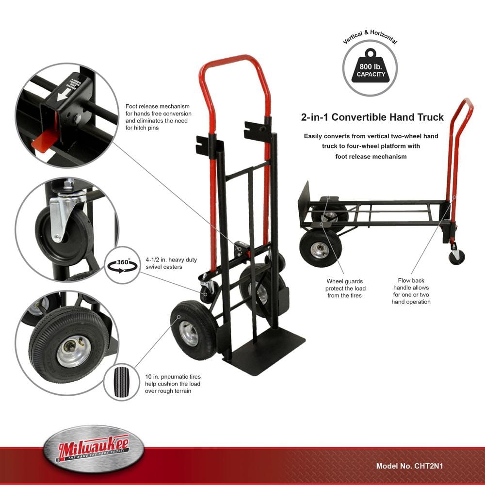 800 lbs. Capacity 2-in-1 Convertible Hand Truck - View 2
