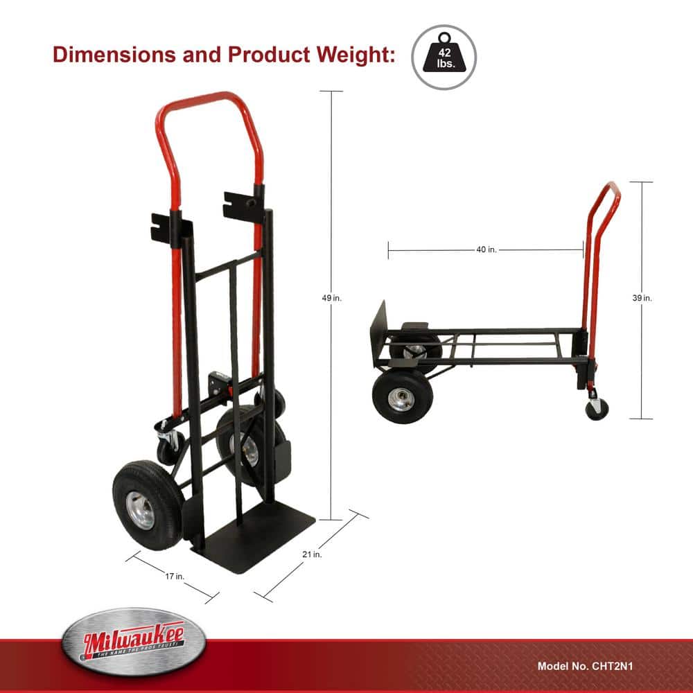 800 lbs. Capacity 2-in-1 Convertible Hand Truck - View 4