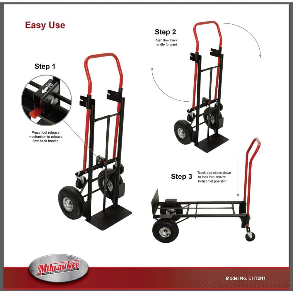 800 lbs. Capacity 2-in-1 Convertible Hand Truck - View 5