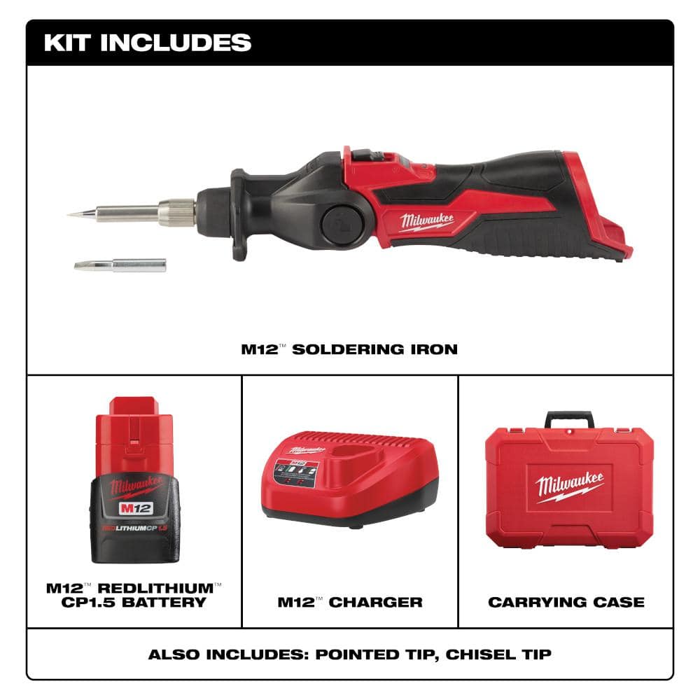 M12 12-Volt Lithium-Ion Cordless Soldering Iron Kit with (1) 1.5Ah Batteries, - View 2