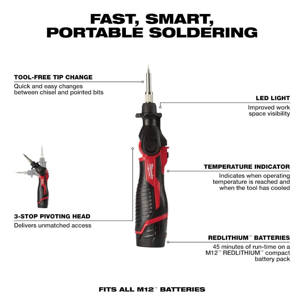M12 12-Volt Lithium-Ion Cordless Soldering Iron Kit with (1) 1.5Ah Batteries, - View 3