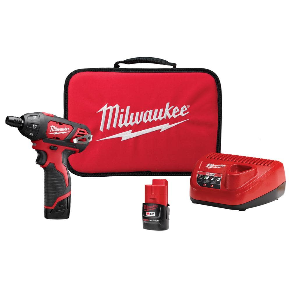 M12 12V Lithium-Ion Cordless 1/4 in. Hex Screwdriver Kit with Two 1.5Ah