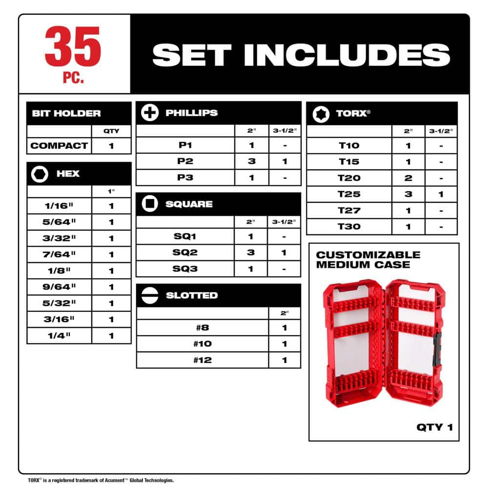 SHOCKWAVE Impact Duty Alloy Steel Screw Driver Bit Set (35-Piece) - View 3