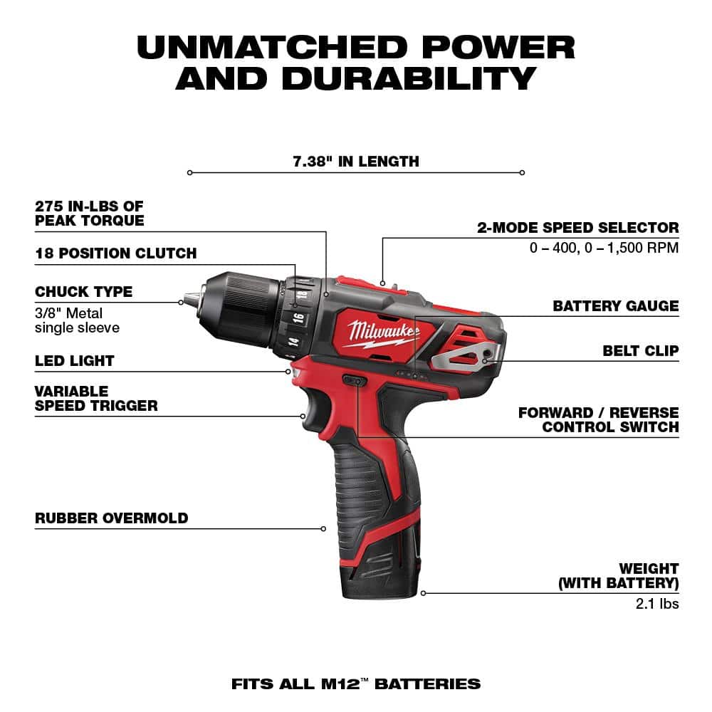 M12 12-Volt Lithium-Ion Cordless 2-Tool Combo Kit with M12 12-Volt Lithium-Ion - View 3