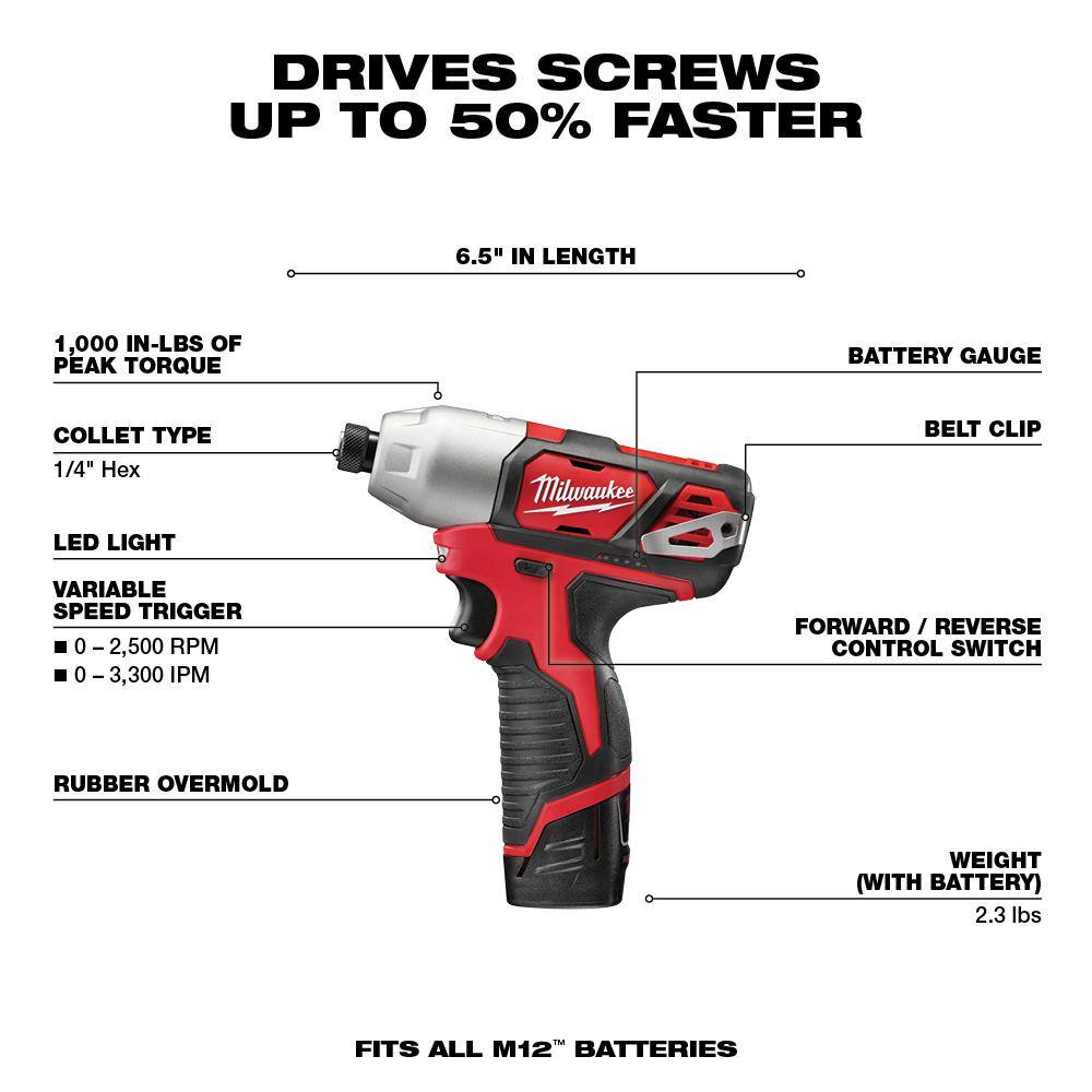M12 12-Volt Lithium-Ion Cordless 2-Tool Combo Kit with M12 12-Volt Lithium-Ion - View 4