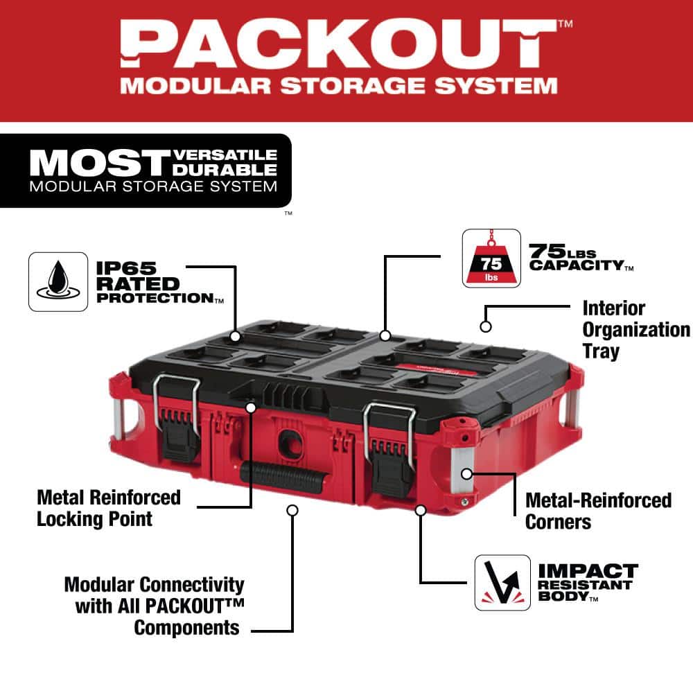 PACKOUT 22 in. Medium Red Tool Box with 75 lbs. Weight Capacity - View 3