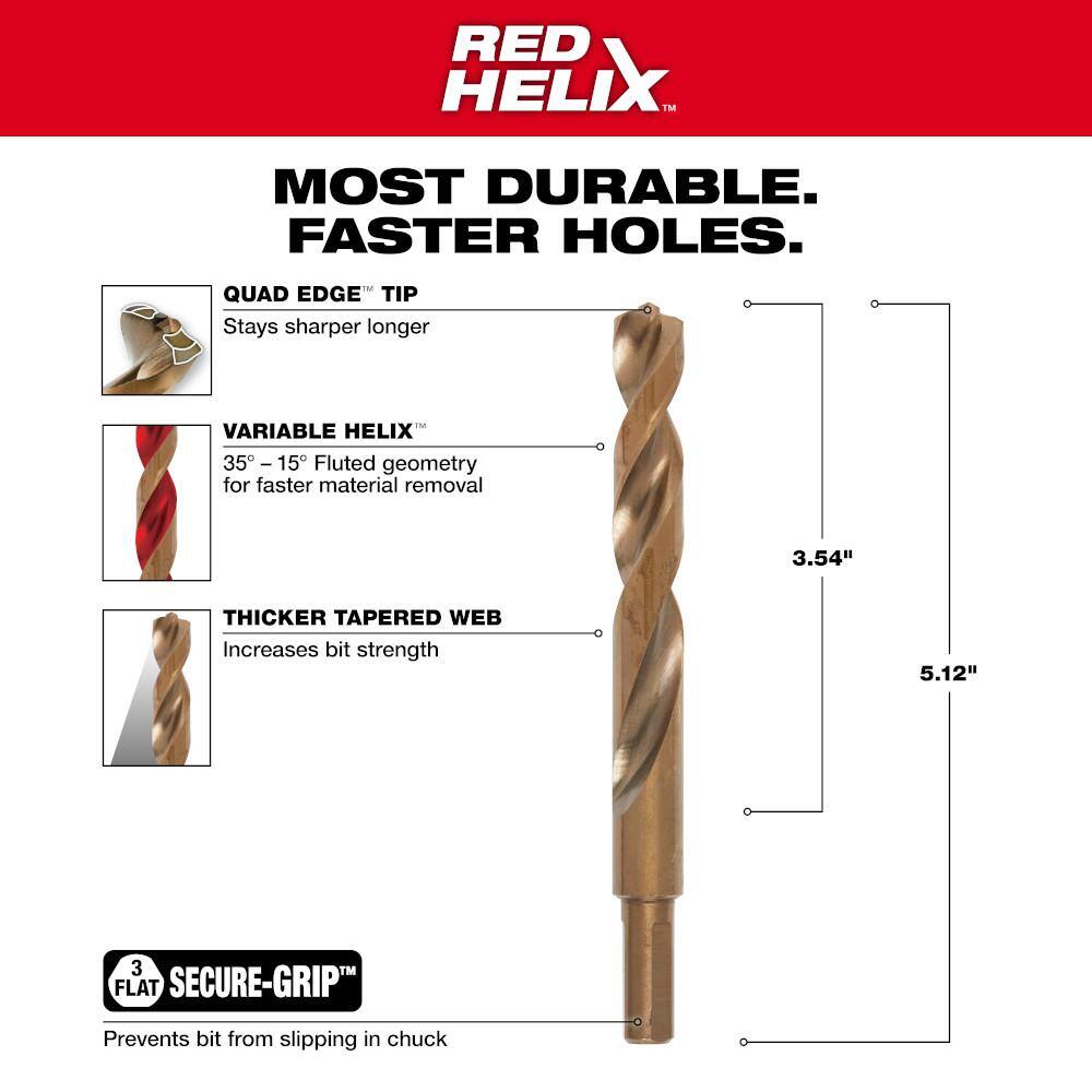 1/2 in. Cobalt Red Helix Twist Drill Bit - View 3