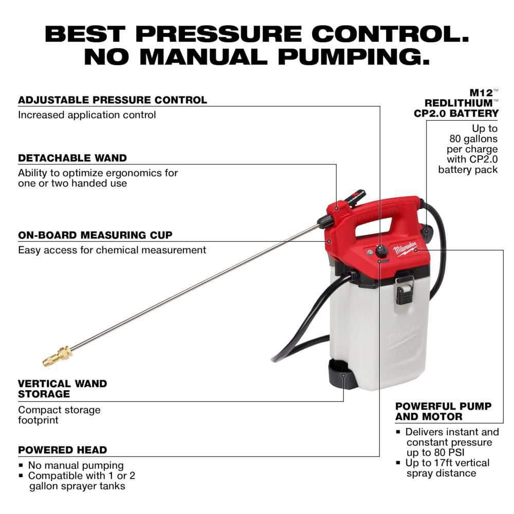 M12 12-Volt 2 Gal. Lithium-Ion Cordless Handheld Sprayer Kit with 2.0 Ah - View 4