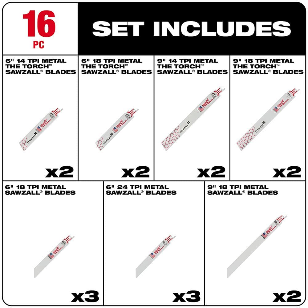 SAWZALL Metal Cutting Bi-Metal Reciprocating Blade Set (16 Piece) - View 2