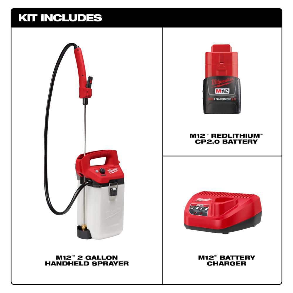 M12 12-Volt 2 Gal. Lithium-Ion Cordless Handheld Sprayer Kit with 2.0 Ah - View 4