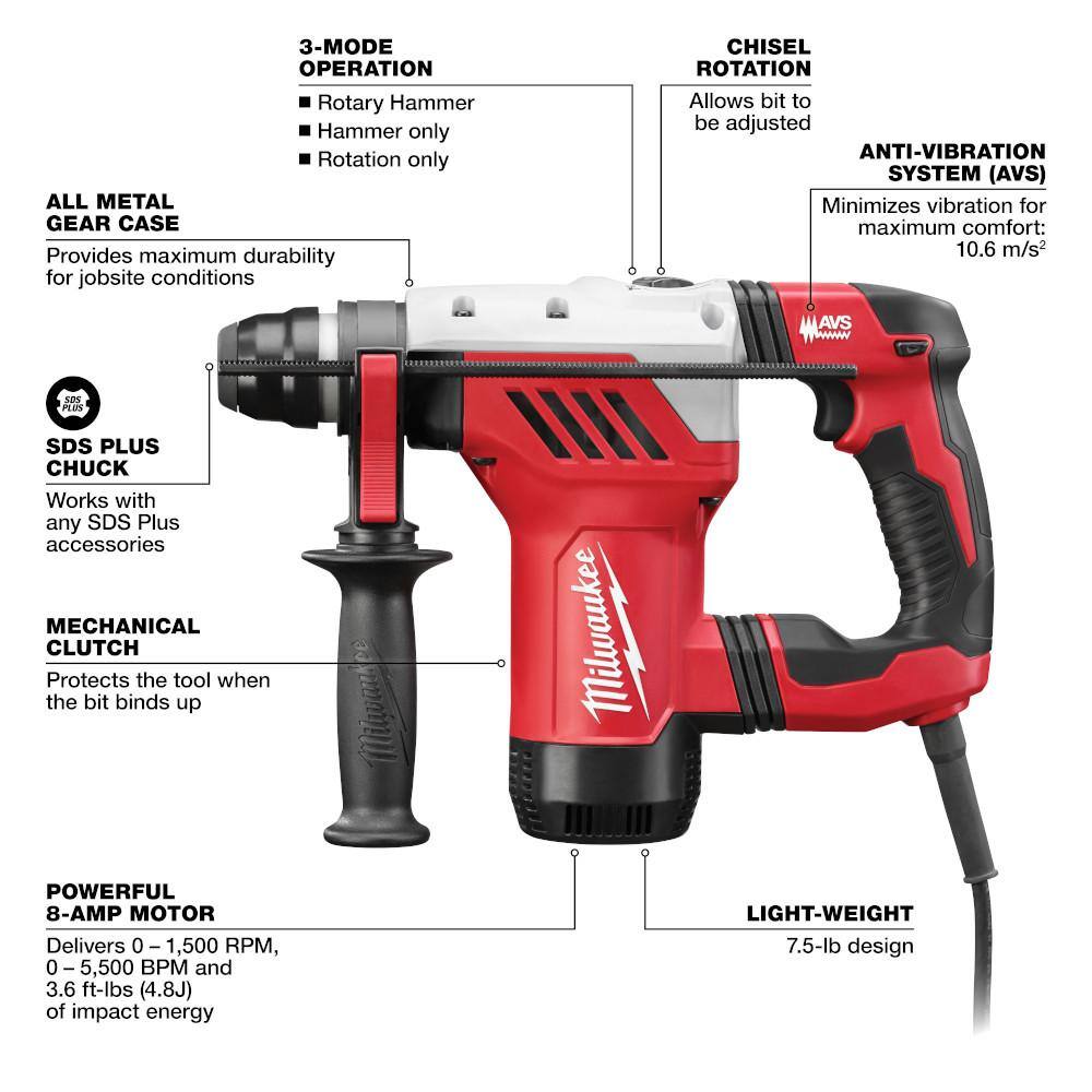 1-1/8 in. Corded SDS-Plus Rotary Hammer - View 3