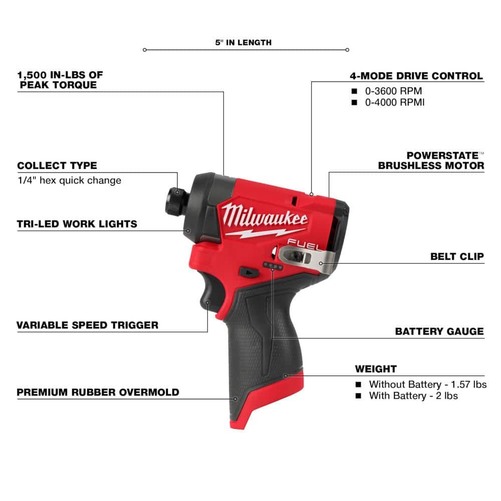 M12 FUEL 12V Lithium-Ion Brushless Cordless 1/4 in. Hex Impact Driver - View 2