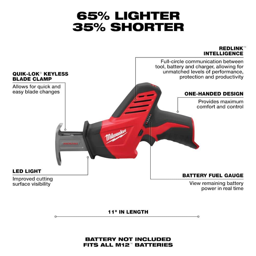 M12 12V Lithium-Ion HACKZALL Cordless Reciprocating Saw (Tool-Only) - View 2