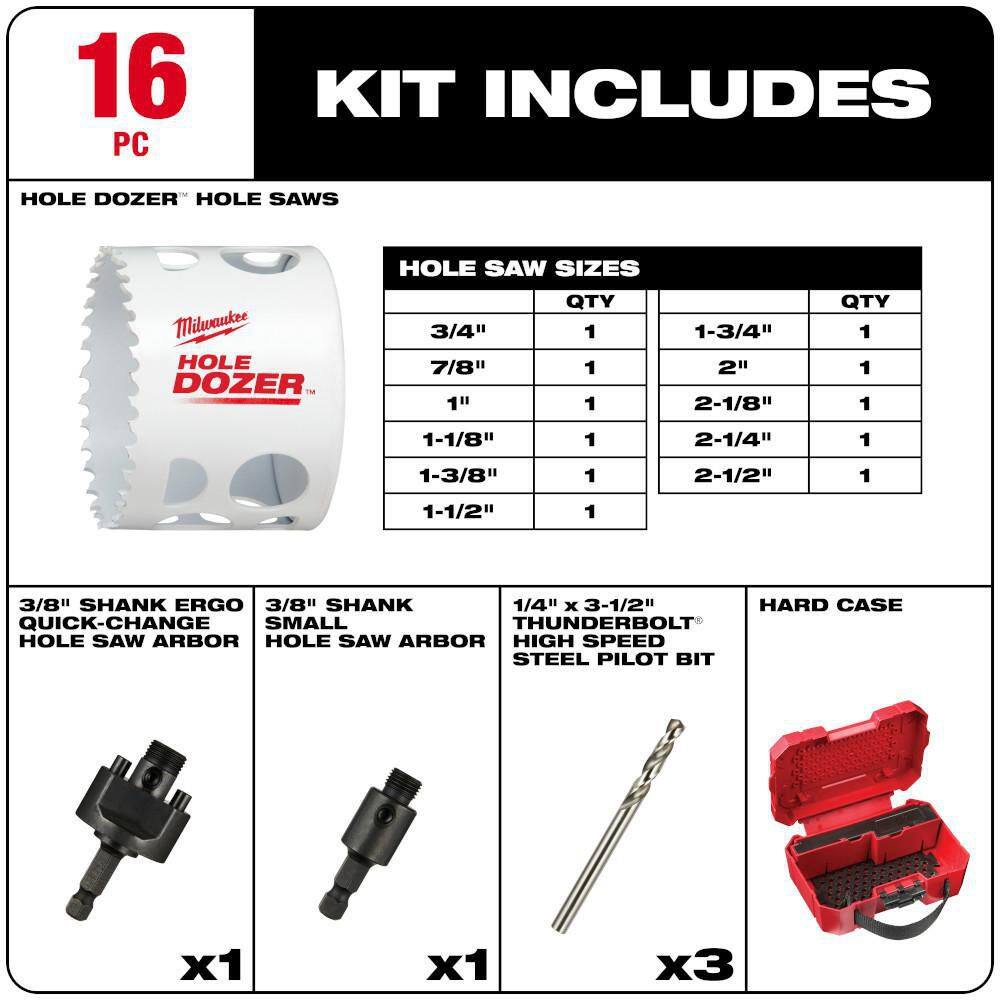 HOLE DOZER General Purpose Bi-Metal Hole Saw Set (16-Piece) - View 3