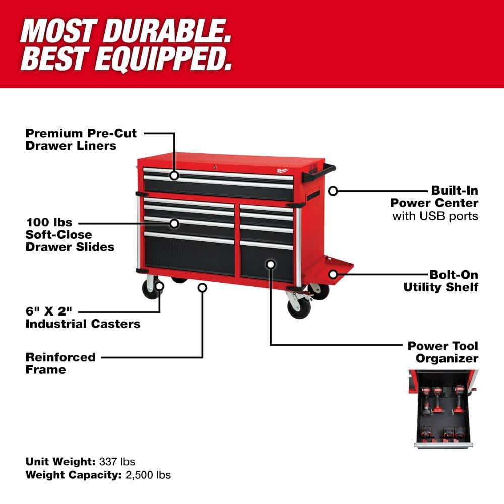 High Capacity 46 in. 18-Drawer Tool Chest and Cabinet Combo - View 3