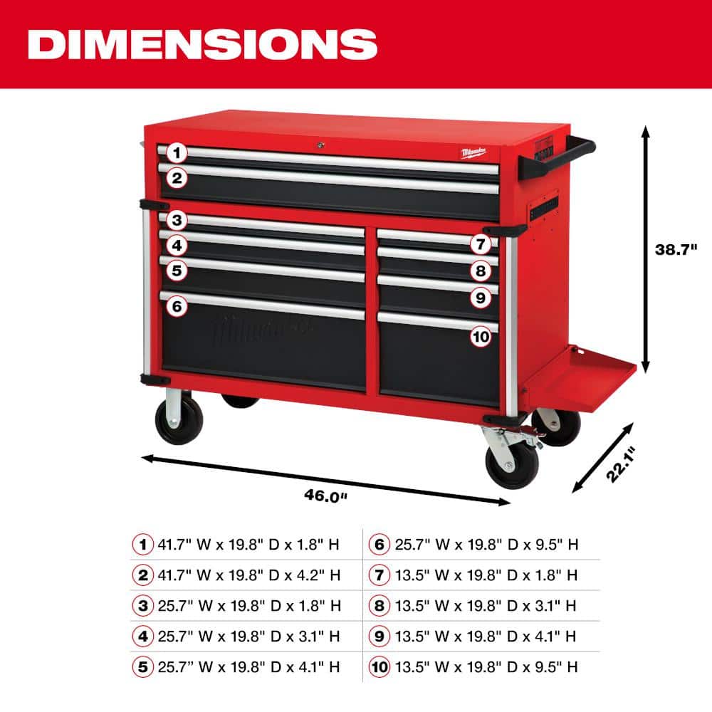 High Capacity 46 in. 18-Drawer Tool Chest and Cabinet Combo - View 5