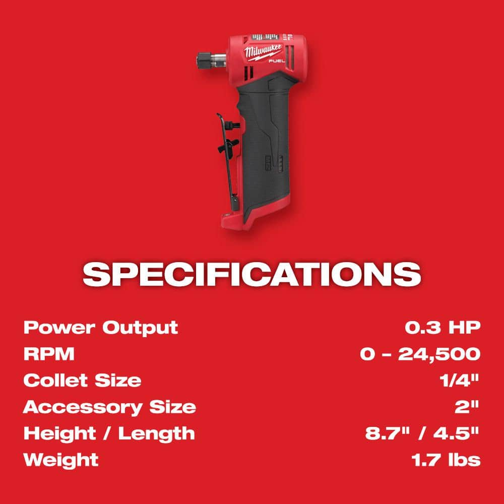 M12 FUEL 12V Lithium-Ion 1/4 in. Cordless Right Angle Die Grinder Kit with M12 - View 3
