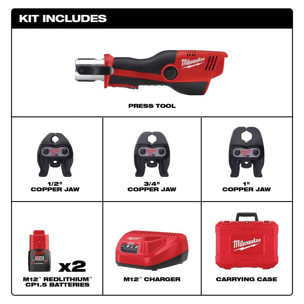 M12 12-Volt Lithium-Ion Force Logic Cordless Press Tool Kit (3 Jaws Included) - View 3