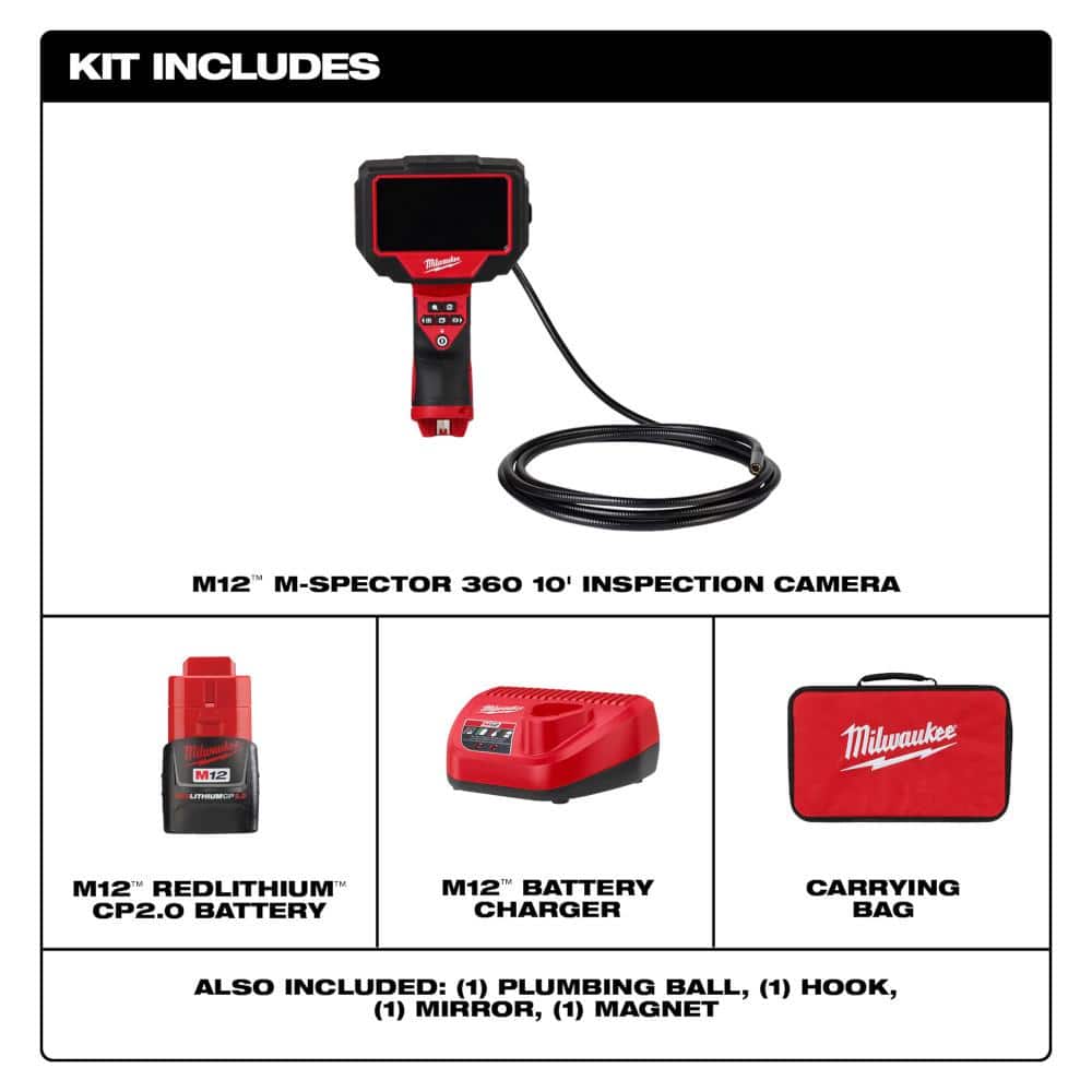 M12 12V Lithium-Ion Corldless M-SPECTOR 360-Degree 10 ft. Inspection Camera Kit - View 2