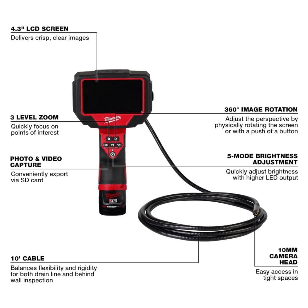 M12 12V Lithium-Ion Corldless M-SPECTOR 360-Degree 10 ft. Inspection Camera Kit - View 3