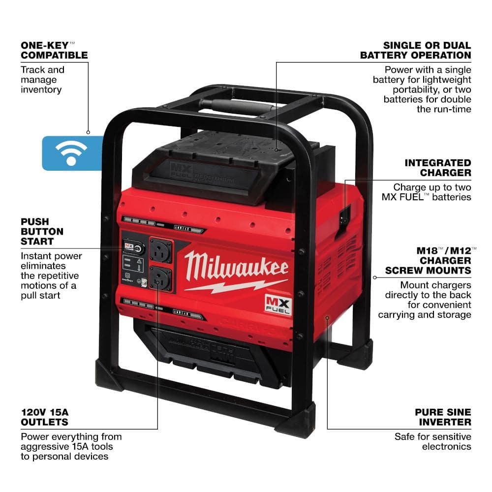 MX FUEL 3600-Watt/1800-Watt Lithium-Ion Battery Powered Push Start Portable - View 5