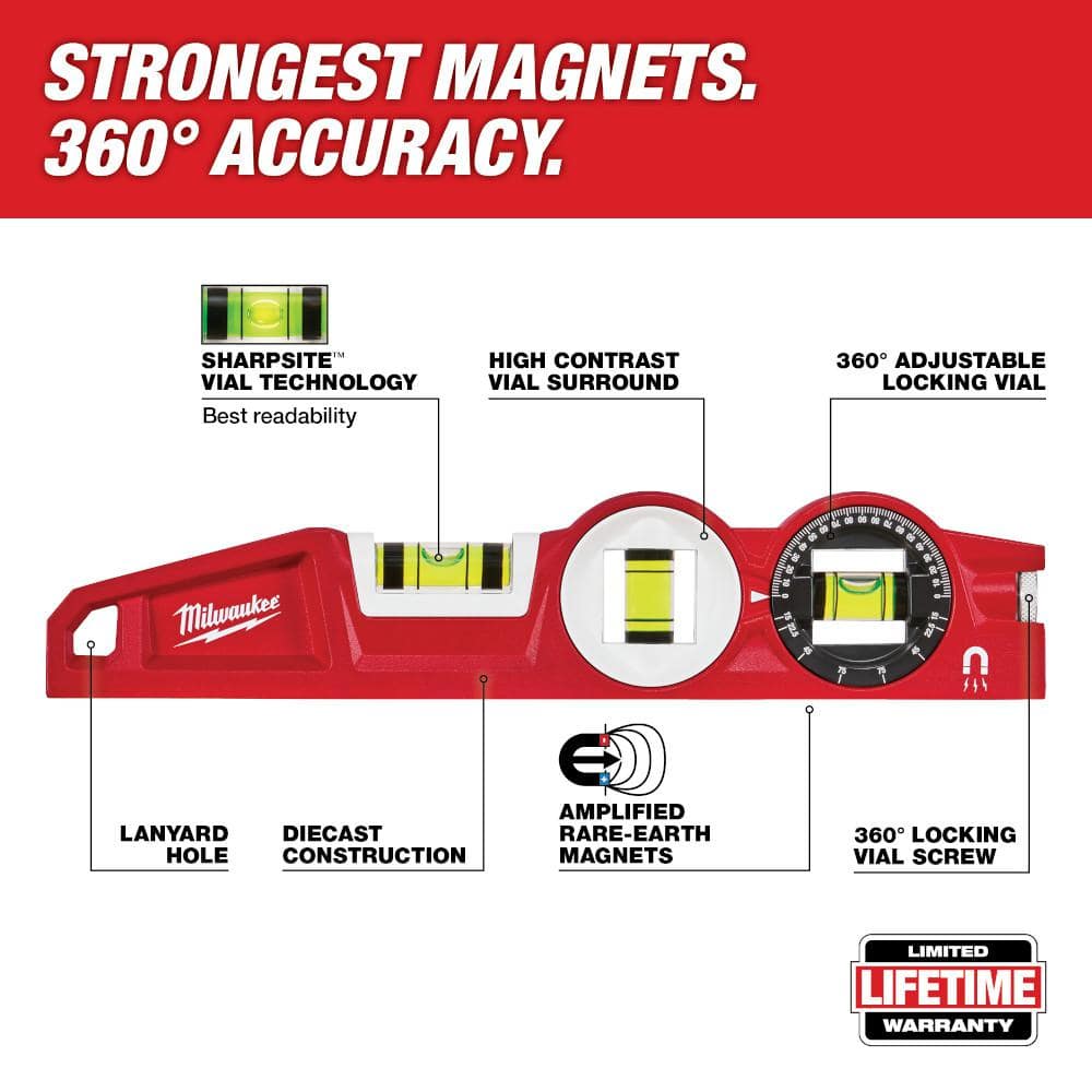 10 in. /24 in. /48 in. /78 in. REDSTICK Magnetic Box and Torpedo Level Set - View 3
