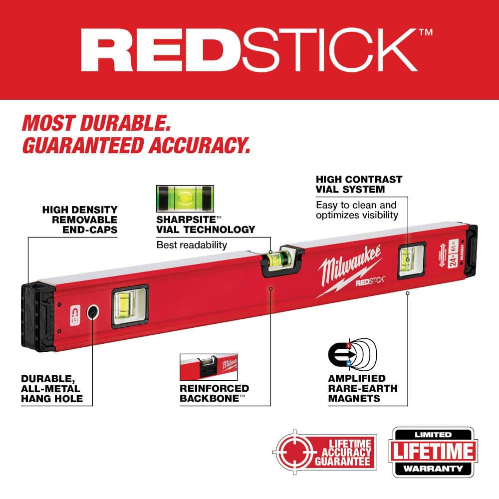 10 in. /24 in. /48 in. /78 in. REDSTICK Magnetic Box and Torpedo Level Set - View 4