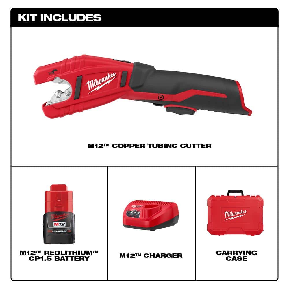 M12 12V Lithium-Ion Cordless Copper Tubing Cutter Kit with 1.5 Ah Battery, - View 2