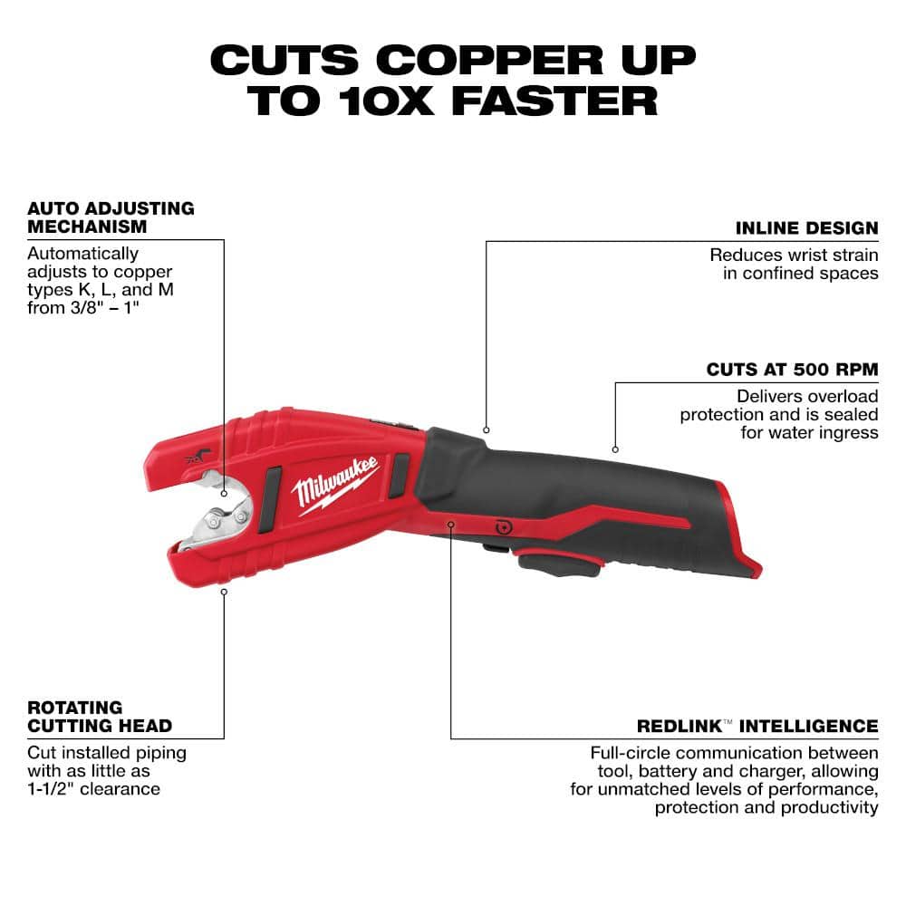 M12 12V Lithium-Ion Cordless Copper Tubing Cutter Kit with 1.5 Ah Battery, - View 3