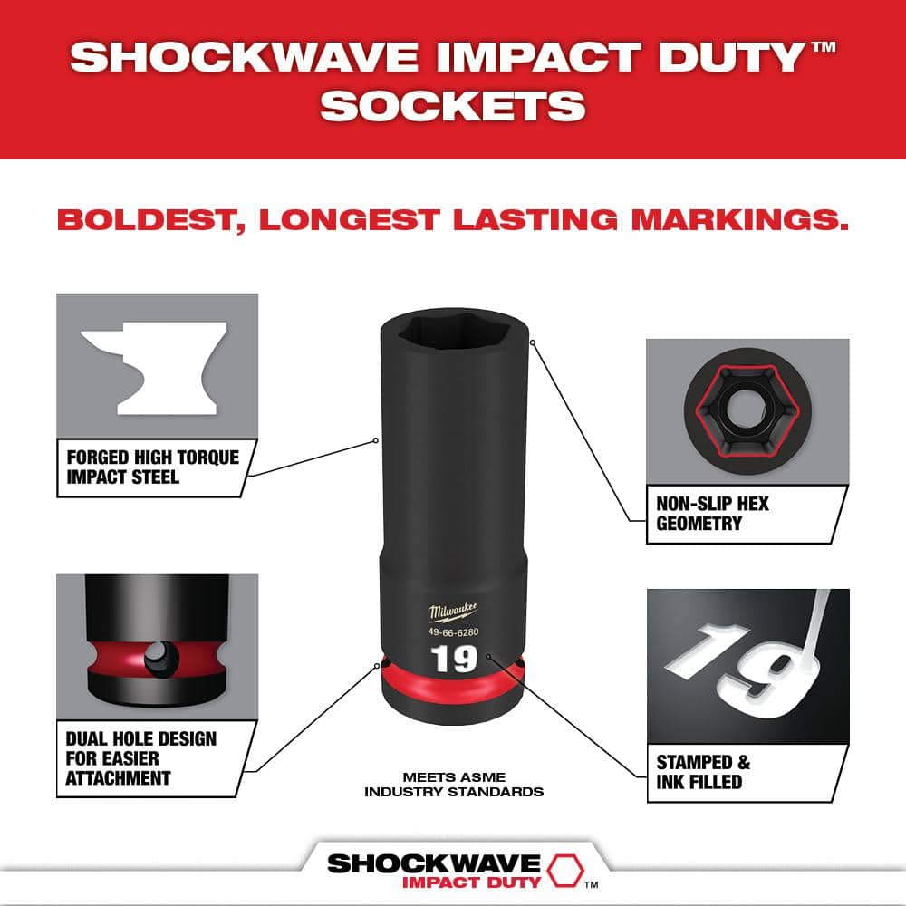 SHOCKWAVE 1/2 in. Drive Metric Deep Well 6 Point Impact Socket Set (14-Piece) - View 4