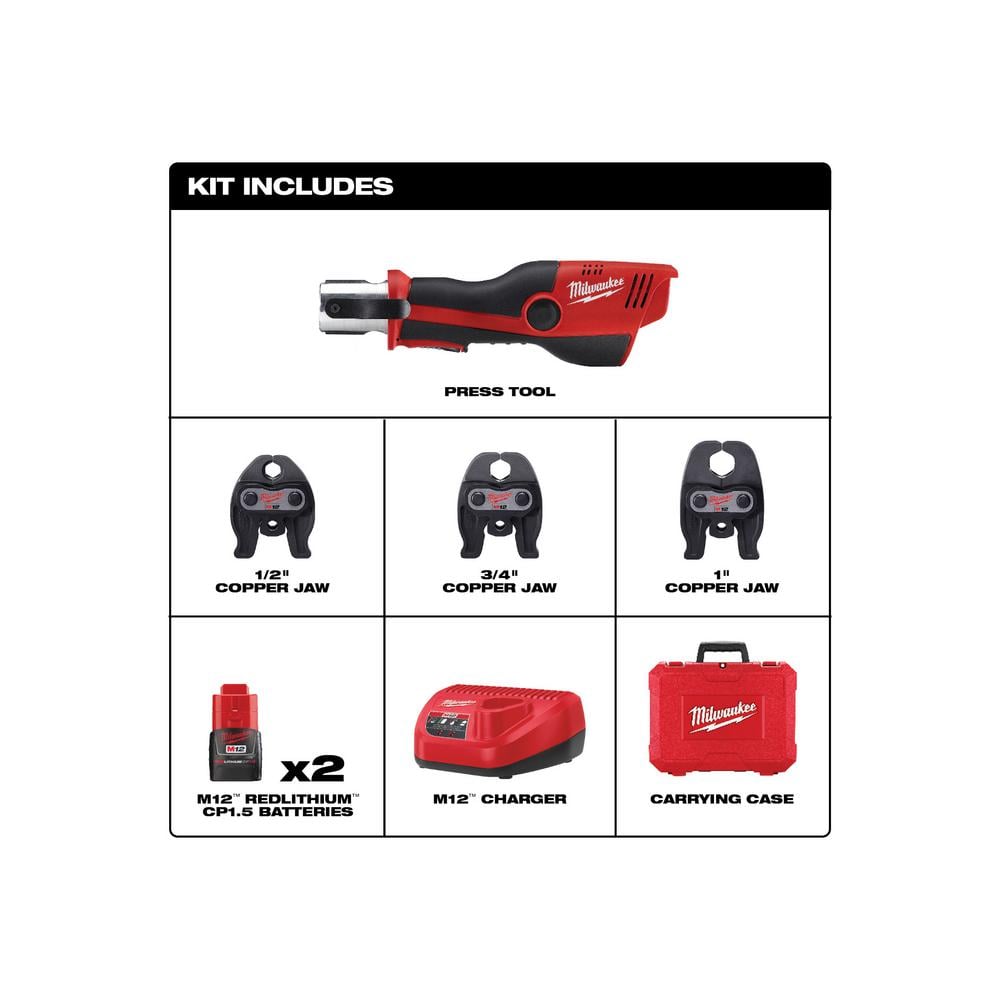 M12 12-Volt Lithium-Ion Force Logic Cordless Press Tool Kit with 1/2 in. to 1 - View 4