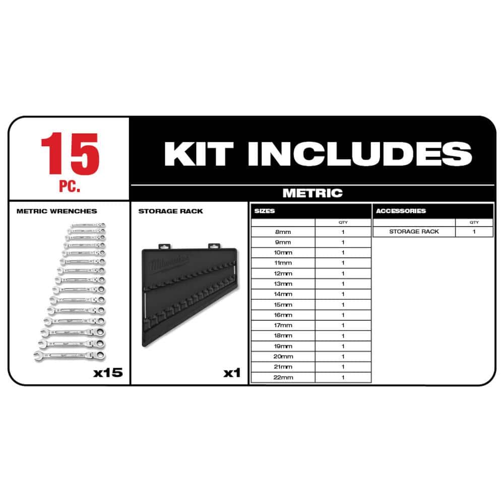 144-Position Flex-Head Ratcheting Combination Wrench Set SAE and METRIC - View 5